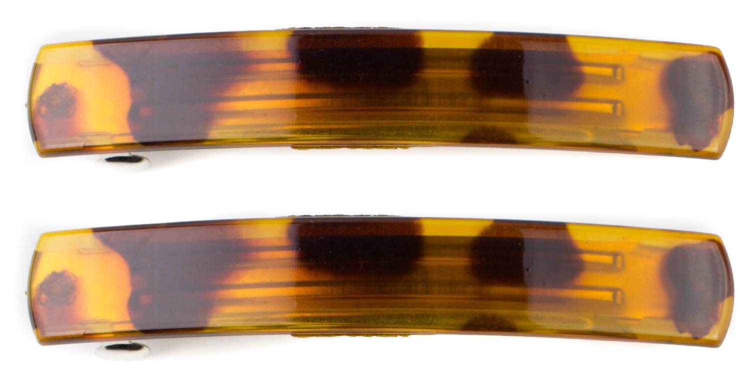 Mytoptrendz® Set of 2 PCS Large Long Slim Barrettes French Style Hair Clip Rectangle Slide for Women Girls Thick Hair Up Do (Tortoise Shell Animal Print-large)