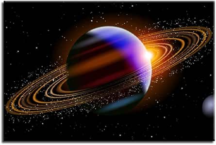 Sjkkad Saturno Pinturas Universo Planeta Lienzo Hd Impresiones Cartel