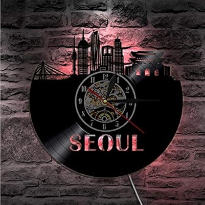 Wangxiaojie Diameter 12 Inches South Korea Seoul City Vinyl Wall Clock Home Decor Clock Time Clock Seoul Skyline Wall Art Gift For Korea Traveler Amazon Ae