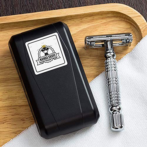 Mamba Shave Rastrillo para Afeitar Sleek Razor de Acero Inoxidable con 5 Navajas doble filo y Estuche con Espejo. Rastrillo de Doble Filo. Rastrillo de Seguridad. Rastrillo Mariposa. Safety Razor