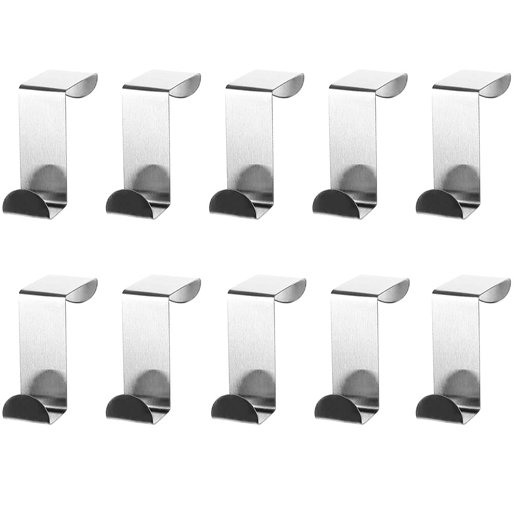 XHNFCU 10 Pack Stainless Steel Door Hooks Cupboard Drawer Hooks Z-Shaped Hanging Hooks Reversible Over Door Hook, for Kitchen, Bathroom,Cabinet, Drawer