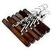 Clutter Mate - Set of 12 - Wood Pant Hangers with Locking Bar, Premium Light Walnut Finish for Pants and Slacks