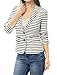 Allegra K Women Notched Lapel Button Closure Striped Blazer White M