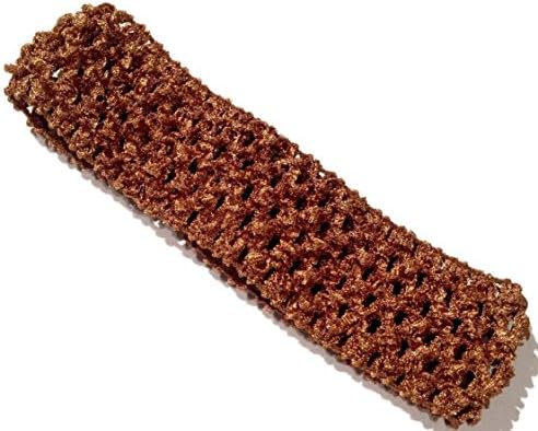 Fabulicious Crochet Elastic Headband - 1.5" wide, tutu, princess, baby, girl, woman (Brown)