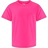 Boys Rash Guard Swim Shirt UPF 50+ Short Sleeve Athletic Shirts Quick Dry Fit Sun Shirt Neon Tees for Kids Girls Youth 2-16Y