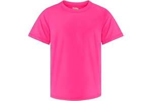 GUICIZI Boys Rash Guard Swim Shirt UPF 50+ Short Sleeve Athletic Shirts Quick Dry Fit Sun Shirt Neon Tees for Kids Girls Youth 2-16Y