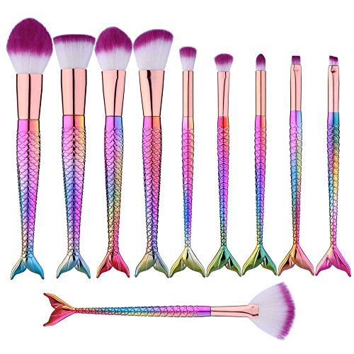 10pcs Mermaid Makeup Brush Set Colorful Cosmetics Kabuki Foundation Blending Blush Concealer Eyeshadow Face Powder Brush Premium Makeup Brushes Kit Synthetic Bristles 10pcs Mermaid Makeup Brush Set Colorful Cosmetics Kabuki Foundation Blending Blush Concealer Eyeshadow Face Powder Brush Premium Makeup Brushes Kit Synthetic Bristles