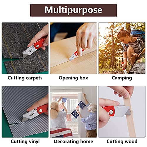 DIYSELF 4 Pack Box Cutters with 10 Blades, Razor Knife with Belt Clip