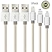iPhone Charger, 3-Pack 3Ft 6Ft 10Ft Mingu, Nylon Braided Cord Lightning Cable to USB Charging Cable for iPhone 7 7 Plus 6s 6 5s 5c 5 SE, iPad Pro, Air, iPad mini 4 3 2, iPod Nano/Touch - Gold & Silver