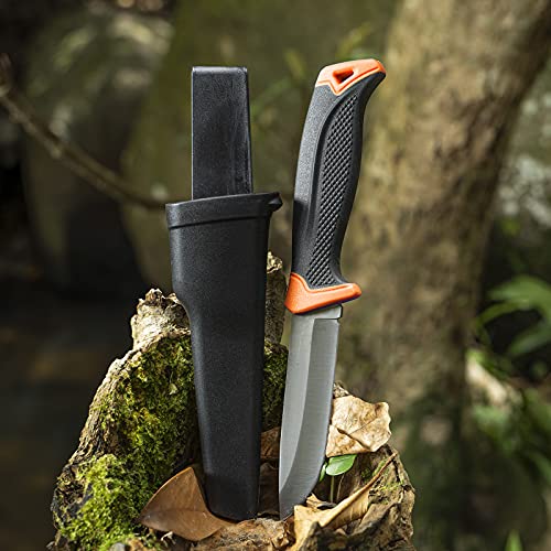 PUWANGDA Camping Knife With Fire Starter - 5CR13 Steel Fixed Blade & Whistle For Outdoor Survival