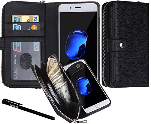 image for iPhone 7 Plus / 8 Plus Case, Urvoix Premium Leather Zipper Wallet Mult