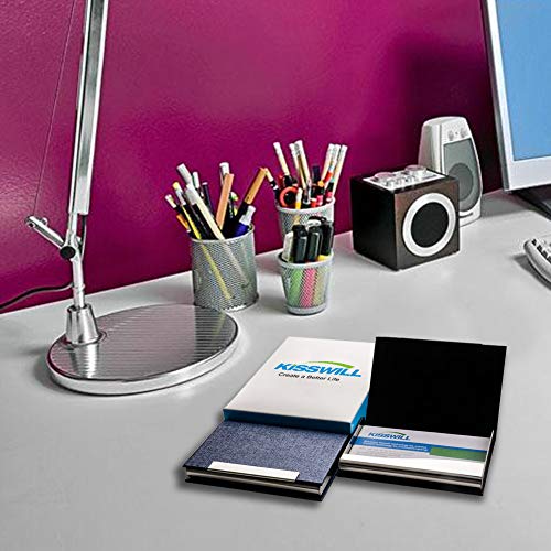 KISSWILL 2 Pack Business Card Holder, PU Leather Business Card Case with Magnetic Shut for Men and Women (Black/Blue)