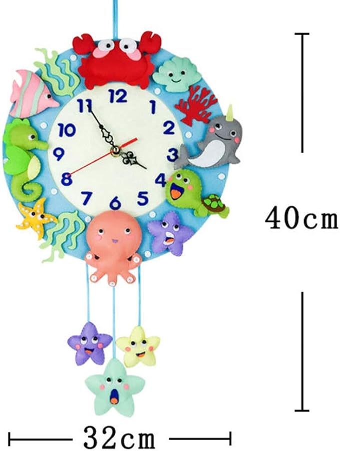 Amazon Co Jp Ammbous 不織布 手作り Diyの壁時計 かわいい マリンクロック 時計 掛け時計 かわいい掛け時計 自由裁断 不織布 幼稚園 子供部屋の掛け時計 ホーム キッチン