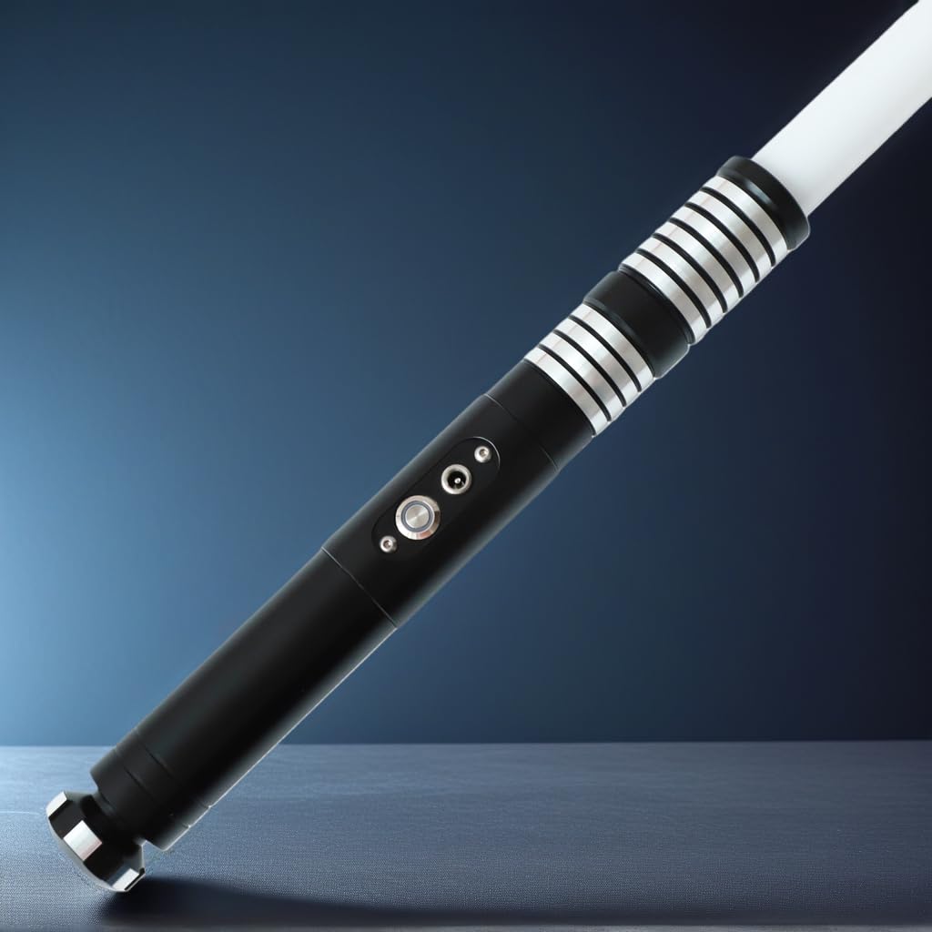 KBASE RGB Metal Hilt Lightsaber with Infinite Color Change 10 Sound Fonts Smooth Swing, Force FX Heavy Dueling Light Saber for Teenagers and Adults (Warrior)