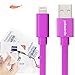 YellowKnife MFi Certified-IOS 7 Noodle Flat 8pin Lightning (3.2ft) Colorful USB Cable Supports Charging And Syncing for iPhone 5 5S 5C,iPad (Air/4th generation),iPad mini,iPod (7th generation),iPod touch (5th generation)&iPod nano(7th generation) With ZEISS Zeiss Pre-Moistened Lens Cloths (Purple)