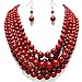 Affordable wedding jewelry, Esmor Chunky Statement Beaded Layered Strands Red Simulated-Stone Pearl Beads Women Necklace Earrings Set Gift Bijoux