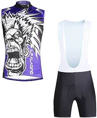 ILPALDINO Purple Men's Sleeveless Crewneck Cycling Apparel And Bib Shorts Set Size M