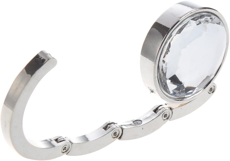 Lodokdre Foldable Crystal Alloy Handbag Hook Hanger Bag Holder White 44x13mm