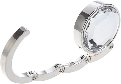 Lodokdre Foldable Crystal Alloy Handbag Hook Hanger Bag Holder White 44x13mm