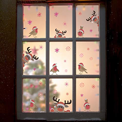 TOARTi Reindeer Wall Decal with Birds Snowflake Wall Decal ，Christmas Sticker for Car Decoration，Window Cling Decal，Christmas Home Decals (29 pcs) - Thumbnail 2