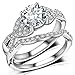 Hiyong Swirl Engagement Infinity Stacking Rings - Round Cut Cz Center Bridal Matching Band Set Size 5-11