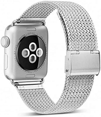 OROBAY Compatible with iWatch Band 42mm 44mm 38mm 40mm, Stainless Steel Milanese Loop Replacement Band Compatible with Apple Watch Series 4 Series 3 Series 2 Series 1, Silver 42mm 44mm