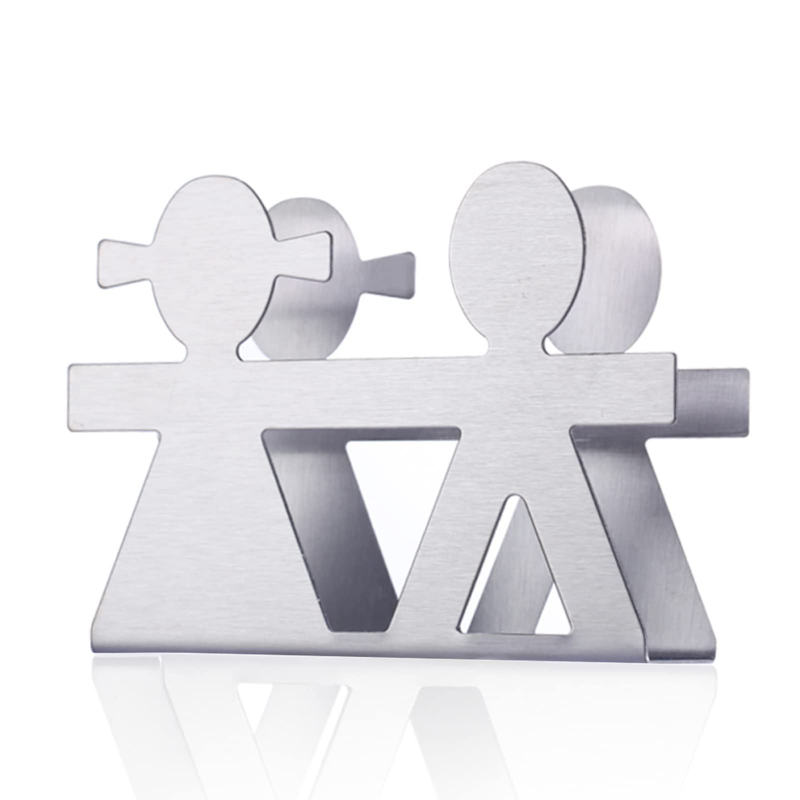 Napkin Holder,Upright Napkins Holder for Home Kitchen,Couple Design Stainless Steel Decorative Paper Napkin Holder Freestanding Tissue Dispenser for Kitchen Restaurant, 4.7x1.2x3.4inch