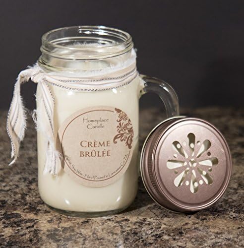 Homeplace Candle - 16 oz. 100% Soy Candle - LG Mason Jar Mug - Creme Brulee