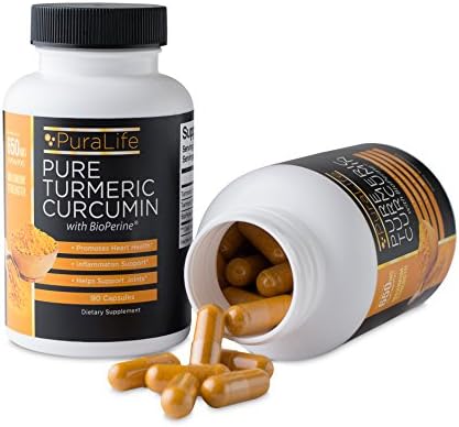 [SEE PROMOTION BELOW] PuraLife Premium Turmeric Curcumin with BioPerine (95% Standardized Curcuminoids) 650mg 90 Veggie Capsules Gluten Free No Binders Made in USA