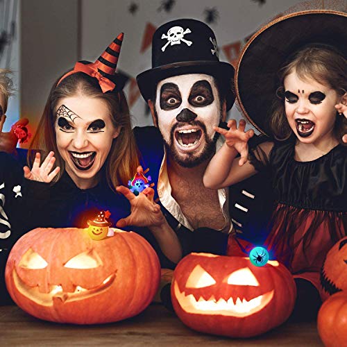 Halloween Light Up Glowing Rings 50PCS Halloween Party Favors LED Rings Halloween Flashing Glowing Finger Rings Fun Toys for Kids Adults