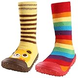 KF Baby Toddler Boys Girls Non-Skid Rubber Slipper Socks Value Pack [Set of 2]