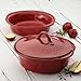 Rachael Ray Cucina Stoneware 3-Piece Round Casserole & Lid Set, Cranberry Red