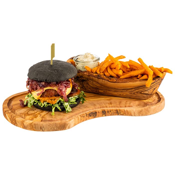 APS Olive 1022 Serving Board 39.5 x 21 cm Height 2.5 cm Olive Wood Natural Variation in Shape, Grain and Size