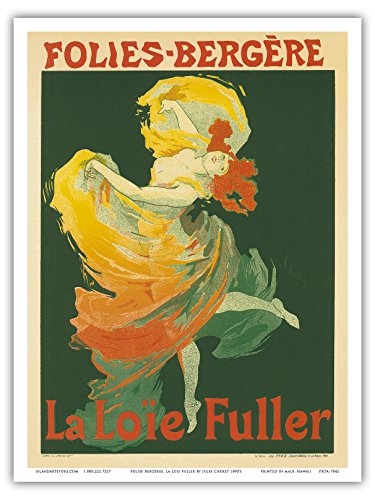 Folies Bergères La Loïe Fuller Can-Can, Cabaret - Vintage Cabaret Casino Poster by Jules Chéret c.1890’s - Master Art Print 9in x 12in
