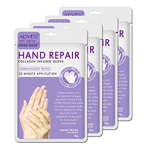 4 Pairs Hand Peel Mask，Spa Gloves Moisture Enhancing Gloves for Dry Hands, Exfoliating Hand Peeling Mask, Repair Rough Cracked Skin Remove Dead Skin for Women Men