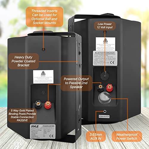 Pyle Waterproof Wall Mount Speaker System 5.25 Inch Active + Passive