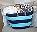 Sweetzer & Orange Large Woven Cotton Rope Storage Basket (Vegan Handles) - Blanket Storage Baskets, Laundry Basket, Toy Storage, Nursery Hamper - Decorative Blue Stripe Basket for Living Room