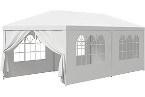 Smartxchoices 10' x 20' Outdoor White Waterproof Gazebo Canopy Tent with Removable Sidewalls Windows Heavy Duty Tent for Party Wedding Events Beach BBQ…