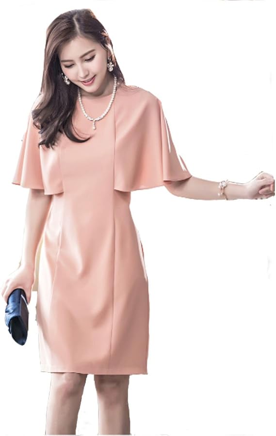 Amazon Kayaa パーティー ドレス 結婚式 ワンピース フォーマル ドレス 二次会 お呼ばれ ウエディング ドレス ケープ 袖あり 体型カバー イブニングドレス 通販