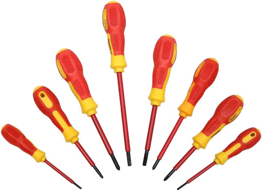 1000V Insulated Electrician Slotted Screwdriver Set, 8pcs