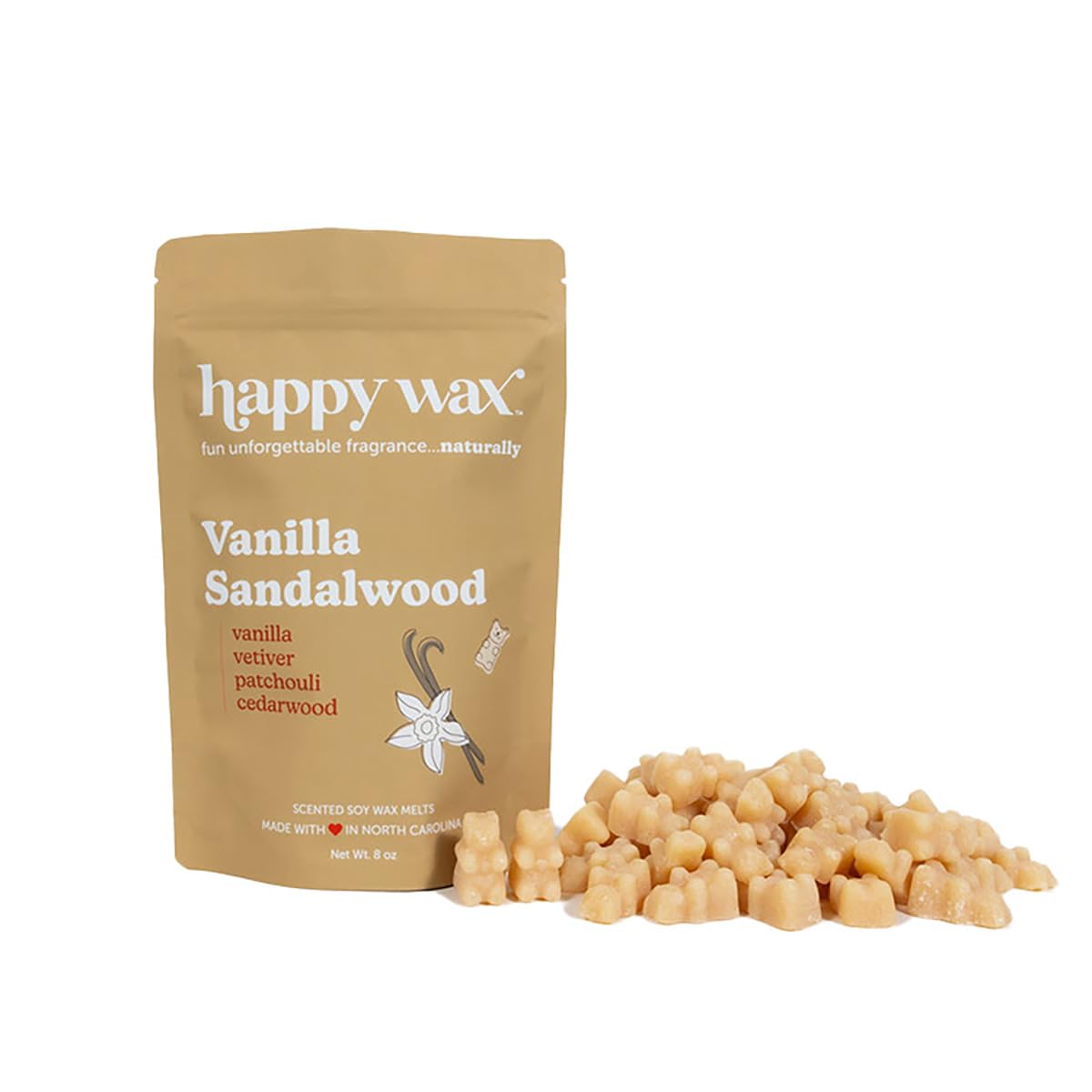 Photo 1 of Happy Wax Vanilla Sandalwood Scented Bear Wax Melts - Natural Strong - Infused with Essential Oils - Non Toxic - for Warmers (8 oz Pouch)