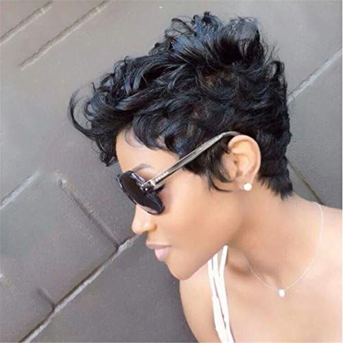 WIG PRO Fashion Layered Brazilian Short human hair Wigs Tight Curly Fluffy Hair