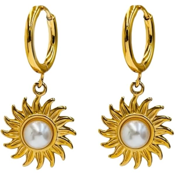 Sunflower Fringe Drop Earrings - Bell Shape, Colorful Pearl & Alloy Statement Earrings - View #2