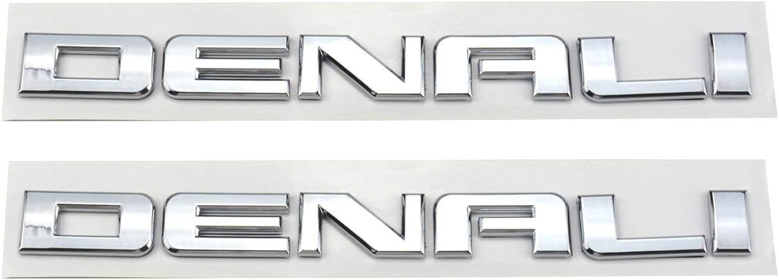 2pcs Denali Nameplate Emblems Hd Badges Compatible for Gm 07-16 Yukon Sierra Terrain (Chrome)