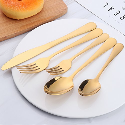 Buyer Star 30-Pieces Purple Stainless Steel Flatware Silverware Set, Service For 6, Mirror Polished, Include Knife/Fork/Spoon, Different Color, Dishwasher Safe - Thumbnail 4