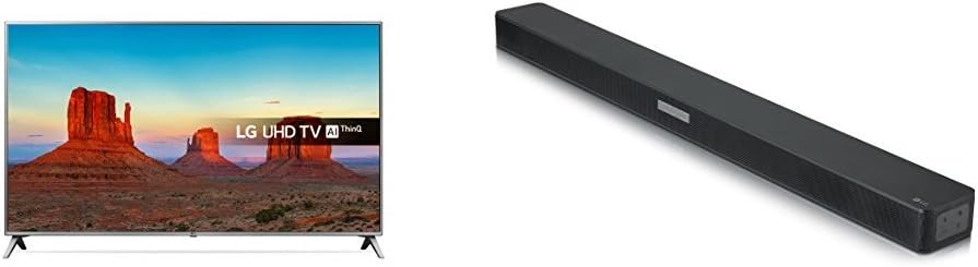 LG 55UK6500PLA 55-Inch UHD 4K HDR Smart LED TV with Freeview Play - Steel Silver/Black (2018 Model) with LG SK5 Soundbar