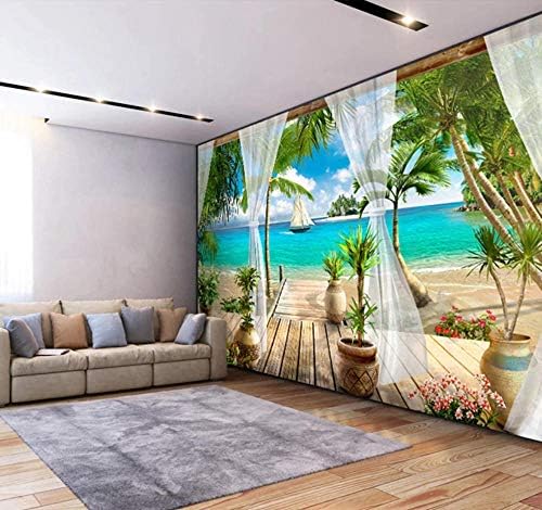 カスタム3d写真壁紙バルコニーサンディビーチシービュー3dリビングルームソファベッドルームテレビ背景