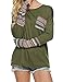 POGTMM Women Long Sleeve Shirt Loose Stretchy Patchwork Basic Tops (L, Army Green)