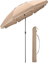CHRISTOW Portable Beach Parasol Tilting 2m UV 50+ Taupe