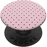 Aesthetic Black Polka Dots on Light Pink Minimalist Pattern PopSockets Adhesive PopGrip